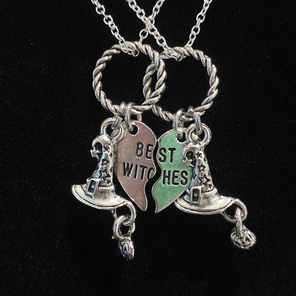 Best Witches Necklaces Set Of 2 Halloween Witch Friends Gift - Picture 3 of 8